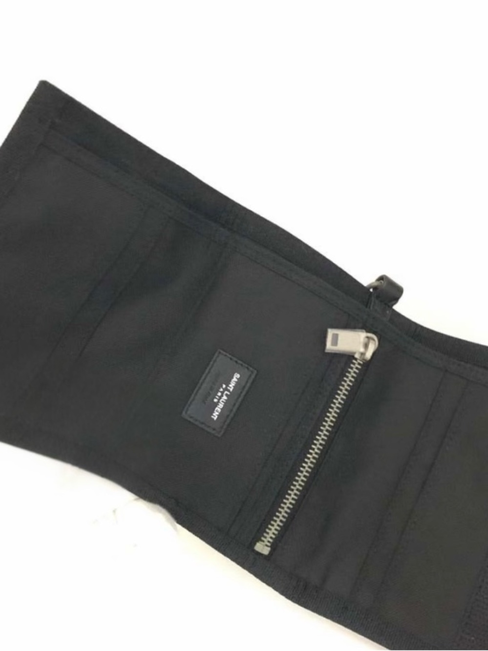 🩷♥️🖤 Saint Laurent Palm Tree Nylon Chain Trifold Wallet MultiColor🖤♥️🩷 - Picture 6 of 7